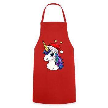 Einhorn Weihnachten - Kochschürze - Rot - Vorne - AI Model Male 185 dark (185cm)