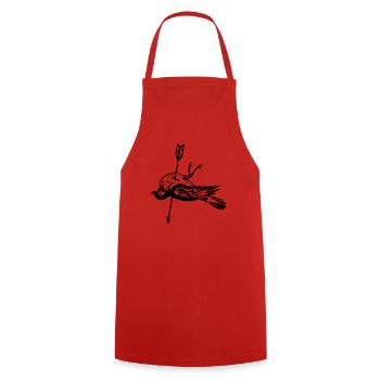 Dead bird - arrow in the heart - Cooking Apron - red - Front - AI Model Male 185 dark (185cm)