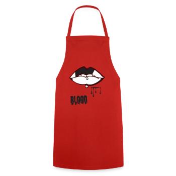 piercing & blood - Cooking Apron - red - Front - AI Model Male 185 dark (185cm)