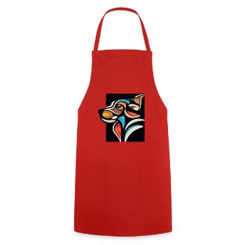 Canine Companion: Happy Dog Face Tee - Cooking Apron - red - Front - AI Model Male 185 dark (185cm)