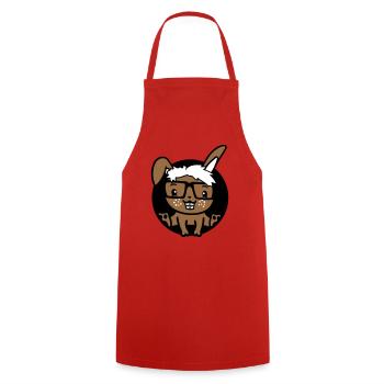 Bunny Nerd Geek Horn-Rimmed Glasses Hole Freak Intelligent - Cooking Apron - red - Front - AI Model Male 185 dark (185cm)