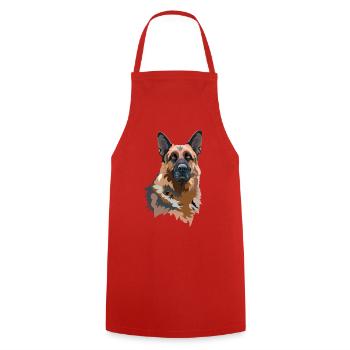 Portrait German Shepherd - Cooking Apron - red - Front - AI Model Male 185 dark (185cm)