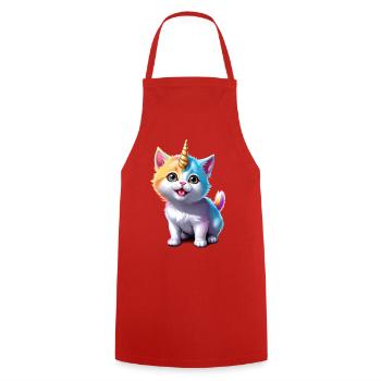 Unicorn Kitten - Cooking Apron - red - Front - AI Model Male 185 dark (185cm)