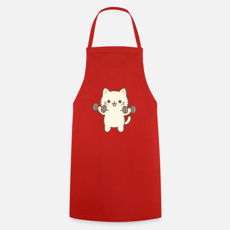 Chaton faisant de la musculation - Tablier de cuisine - rouge