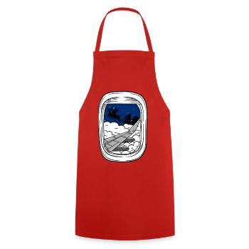 Night Flight Over Clouds Christmas Sleigh - Cooking Apron - red - Front - AI Model Male 185 dark (185cm)