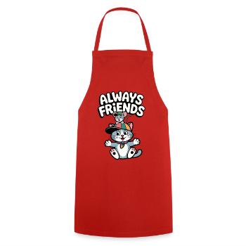 Always Friends Katze und Maus Illustration - Kochschürze - Rot - Vorne - AI Model Male 185 dark (185cm)