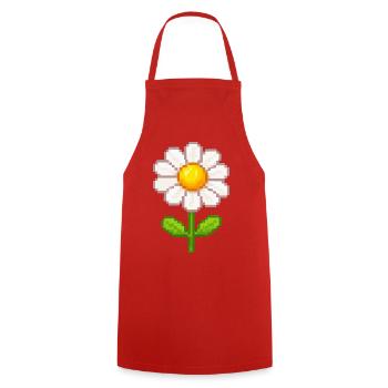 Pixelige Daisy Blume Illustration - Kochschürze - Rot - Vorne - AI Model Male 185 dark (185cm)