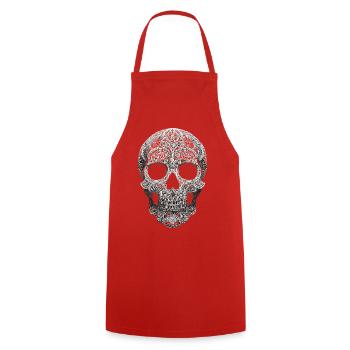 Mandala Totenkopf Ornament - Kochschürze - Rot - Vorne - AI Model Male 185 dark (185cm)