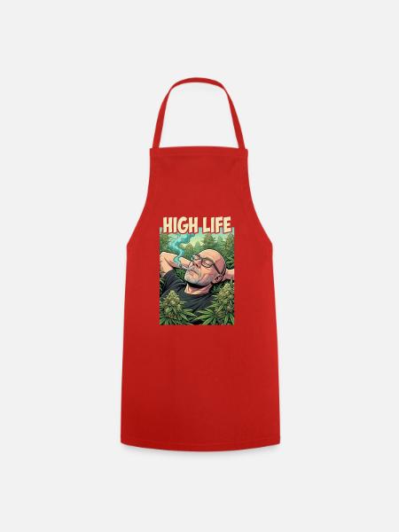 High Life: Entspannter Cannabis-Chill - Kochschürze - Rot