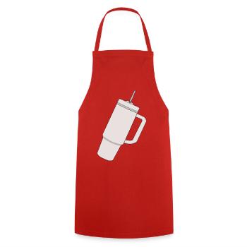 Minimalist Travel Mug Cool Tumbler - Cooking Apron - red - Front - AI Model Male 185 dark (185cm)