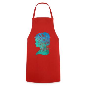Elle est vêtue de force et de dignité - Tablier de cuisine - rouge - Devant - AI Model Male 185 dark (185cm)