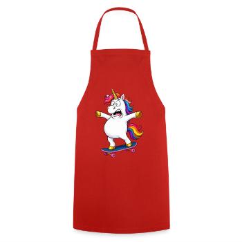 Échec de skateboard licorne vacillante - Tablier de cuisine - rouge - Devant - AI Model Male 185 dark (185cm)