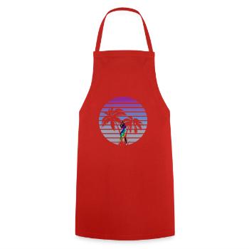 synth wave babe 80s miami style palms - Cooking Apron - red - Front - AI Model Male 185 dark (185cm)