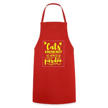 Cat Know Not How To Pardon T-Shirt - Cooking Apron - red - Front - AI Model Male 185 dark (185cm)