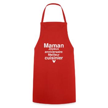 maman Joyeux anniversaire Meilleur cuisinier - Tablier de cuisine - rouge - Devant - AI Model Male 185 dark (185cm)