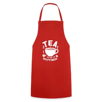 Tee ist meine Tasse Glück - Kochschürze - Rot - Vorne - AI Model Male 185 dark (185cm)
