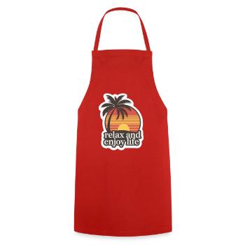 PLAGE, PALMIERS - Tablier de cuisine - rouge - Devant - AI Model Male 185 dark (185cm)