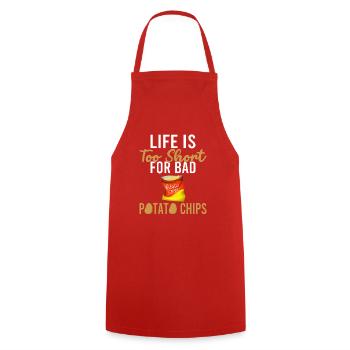 Cadeau de croustilles - Tablier de cuisine - rouge - Devant - AI Model Male 185 dark (185cm)