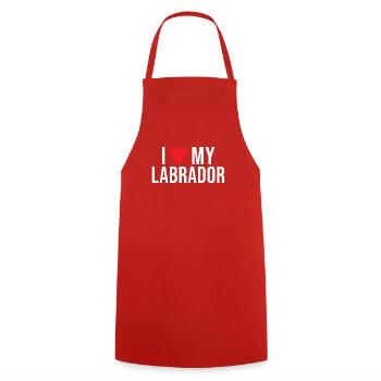 Labrador Lover Gifts - Cooking Apron - red - Front - AI Model Male 185 dark (185cm)