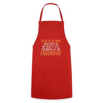 Labrador Lover Gifts - Cooking Apron - red - Front - AI Model Male 185 dark (185cm)