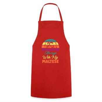 Cadeaux de propriétaire maltais - Tablier de cuisine - rouge - Devant - AI Model Male 185 dark (185cm)