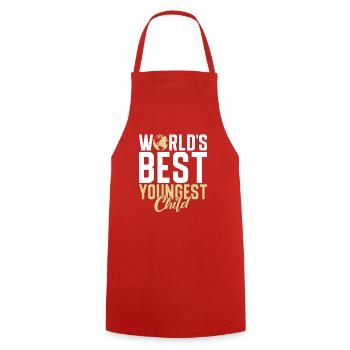 Youngest Child Gift - Cooking Apron - red - Front - AI Model Male 185 dark (185cm)