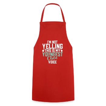 Youngest Child Gift - Cooking Apron - red - Front - AI Model Male 185 dark (185cm)