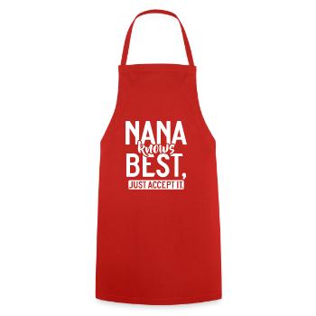 Nana Gifts - Kochschürze - Rot - Vorne - AI Model Male 185 dark (185cm)