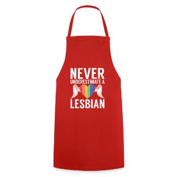Lesbian Gifts - Kochschürze - Rot - Vorne - AI Model Male 185 dark (185cm)