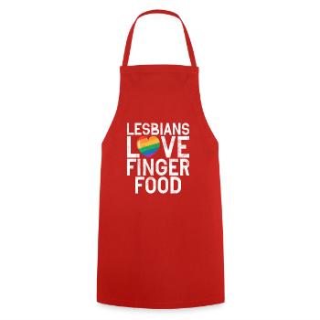 Lesbian Gifts - Kochschürze - Rot - Vorne - AI Model Male 185 dark (185cm)