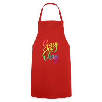 Gay Gifts - Kochschürze - Rot - Vorne - AI Model Male 185 dark (185cm)