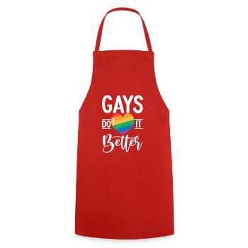 Gay Gifts - Kochschürze - Rot - Vorne - AI Model Male 185 dark (185cm)