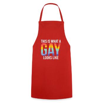 Gay Gifts - Kochschürze - Rot - Vorne - AI Model Male 185 dark (185cm)