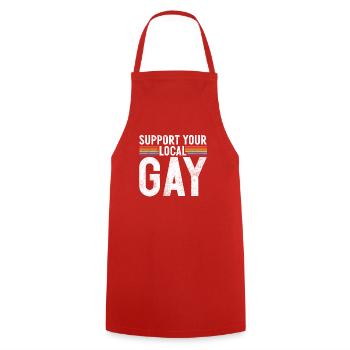 Gay Gifts - Kochschürze - Rot - Vorne - AI Model Male 185 dark (185cm)