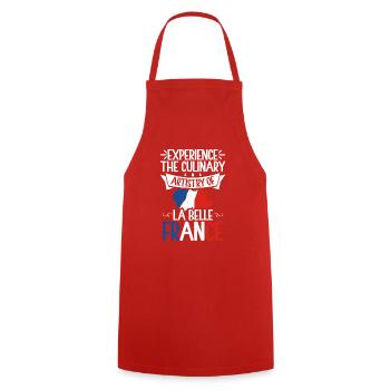Cadeaux de cuisine française - Tablier de cuisine - rouge - Devant - AI Model Male 185 dark (185cm)