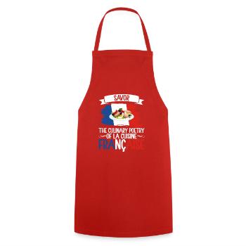 Cadeaux de cuisine française - Tablier de cuisine - rouge - Devant - AI Model Male 185 dark (185cm)