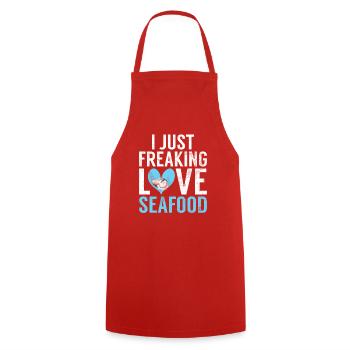 Seafood Lover Gift - Cooking Apron - red - Front - AI Model Male 185 dark (185cm)