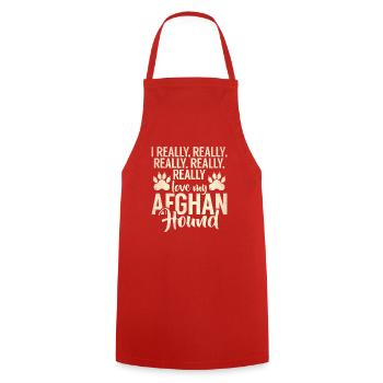 Afghan Hound Gifts - Cooking Apron - red - Front - AI Model Male 185 dark (185cm)