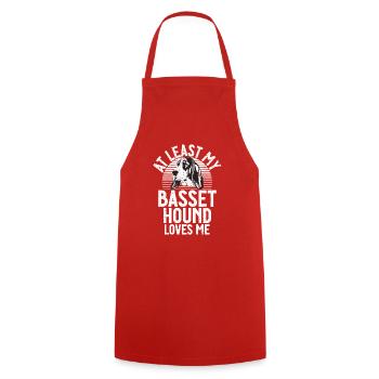 Basset Hound Gifts - Kochschürze - Rot - Vorne - AI Model Male 185 dark (185cm)