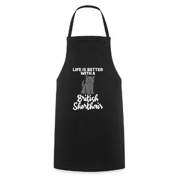 British Shorthair Gifts - Cooking Apron - black - Front - AI Model Male 185 dark (185cm)