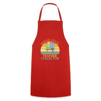 Budgie Gift - Cooking Apron - red - Front - AI Model Male 185 dark (185cm)
