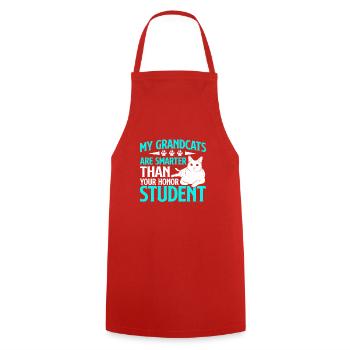 Cadeaux de grand-mère chat - Tablier de cuisine - rouge - Devant - AI Model Male 185 dark (185cm)