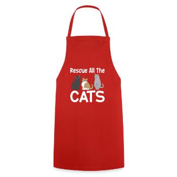 Cadeaux de sauvetage de chat - Tablier de cuisine - rouge - Devant - AI Model Male 185 dark (185cm)