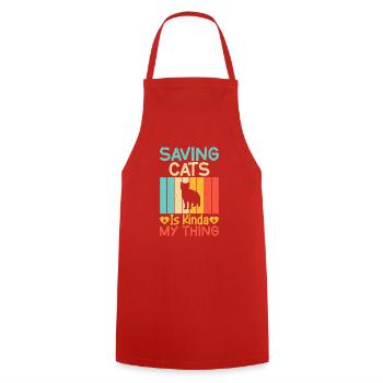 Cadeaux de sauvetage de chat - Tablier de cuisine - rouge - Devant - AI Model Male 185 dark (185cm)