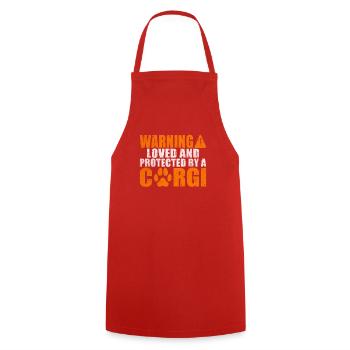Corgi Gifts for Corgi Lovers - Cooking Apron - red - Front - AI Model Male 185 dark (185cm)