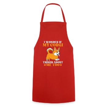 Corgi Gifts for Corgi Lovers - Cooking Apron - red - Front - AI Model Male 185 dark (185cm)