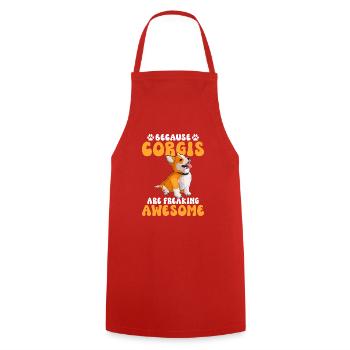 Corgi Gifts for Corgi Lovers - Cooking Apron - red - Front - AI Model Male 185 dark (185cm)