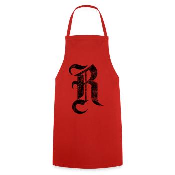 Tshirt alphabet initial R - Cooking Apron - red - Front - AI Model Male 185 dark (185cm)