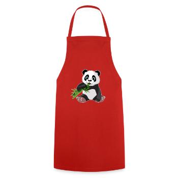 cute panda bear, gift, bamboo,cartoon,cute - Cooking Apron - red - Front - AI Model Male 185 dark (185cm)