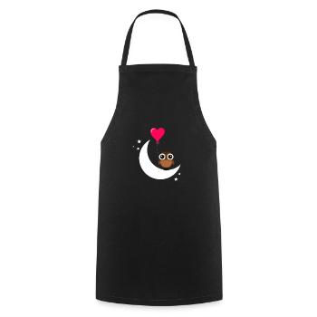 Owl on half moon with heart Balloon balloon - Cooking Apron - black - Front - AI Model Male 185 dark (185cm)
